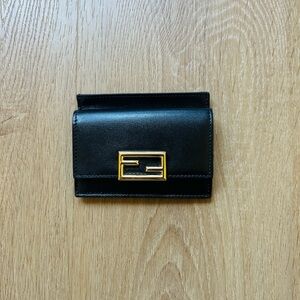 Fendi Black and Gold Striped Wallet
